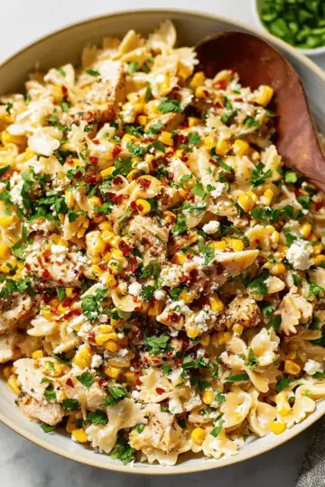 Creamy Street Corn Pasta Salad (w/ Chicken)