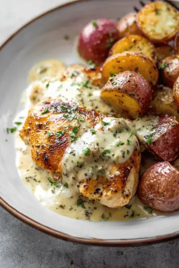 Chicken and Potatoes with Dijon Cream Sauce