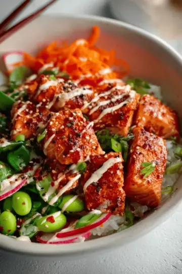 Honey Sriracha Salmon Bowls