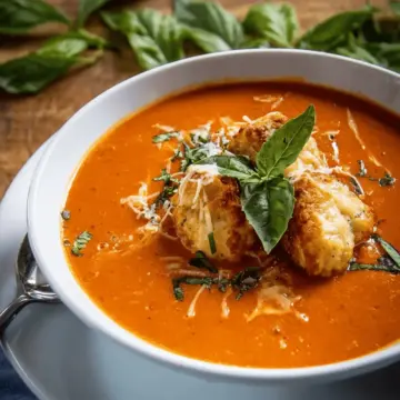 Roasted tomato soup with cheddar dumplings