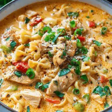 Creamy Parmesan Cajun Chicken Pasta Soup