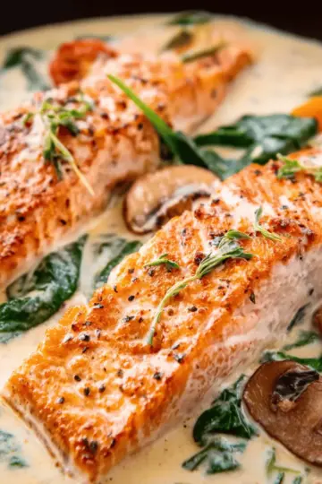 Tuscan Salmon with Parmesan Cream Sauce