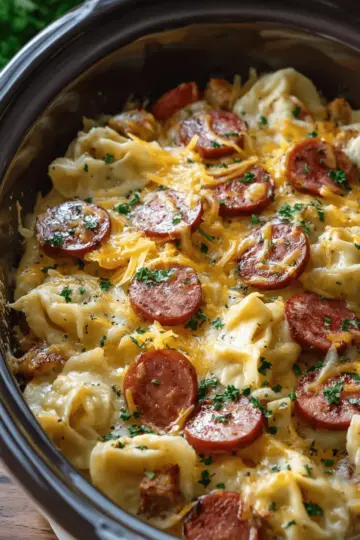 Crock pot Pierogi Casserole with Kielbasa Recipe