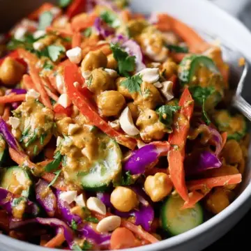Chopped Thai-Inspired Chickpea Salad with Curry Peanut Dressing