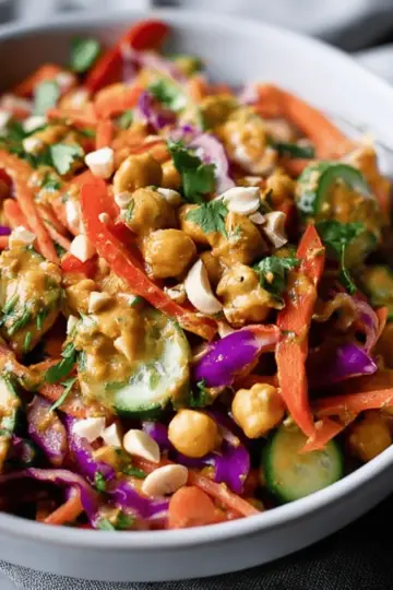 Chopped Thai-Inspired Chickpea Salad with Curry Peanut Dressing