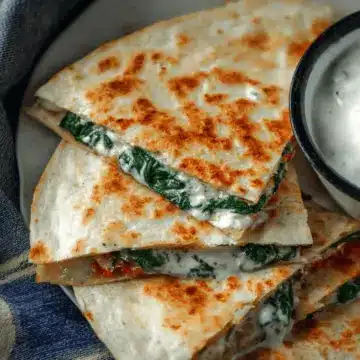 Spinach Quesadilla with Feta and Pepper Jack Cheese