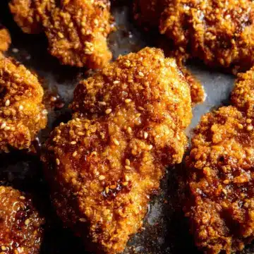 Baked Crunchy Hot Honey Chicken.