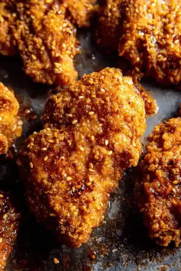 Baked Crunchy Hot Honey Chicken.