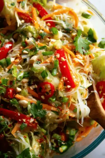 Spring Roll Salad with Spicy Ginger Dressing