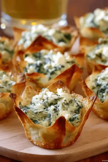 Spinach-Artichoke Dip Wonton Cups