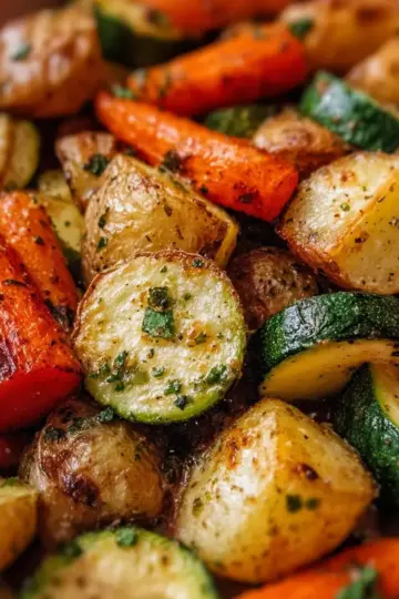 Garlic Herb Roasted Potatoes, Carrots, and Zucchini