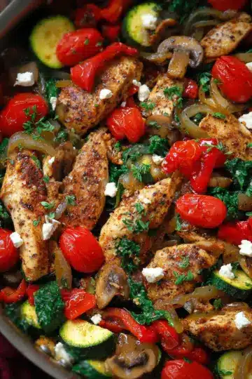 Mediterranean Chicken Stir Fry with Vegetables (30-Minutes, One-Pan)