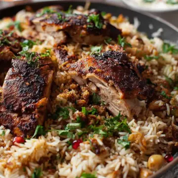 One Skillet Baked Chicken Shawarma and Rice (Pilaf)