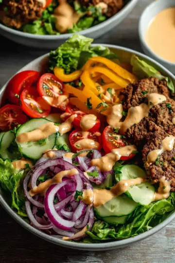 Healthy Burger Bowls with Special Sauce