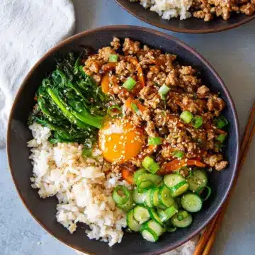 Healthy Ground Turkey Teriyaki Rice Bowl