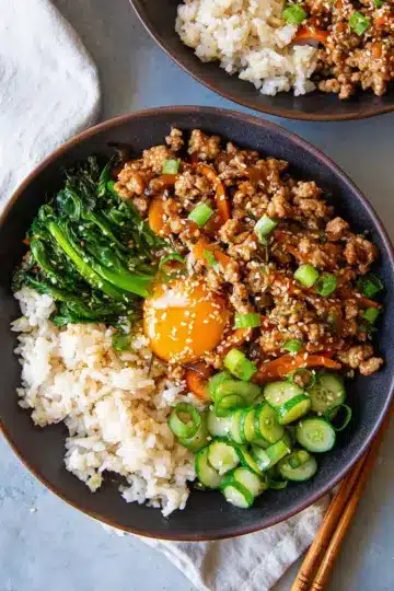 Healthy Ground Turkey Teriyaki Rice Bowl