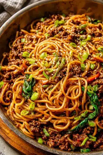 Mongolian Ground Beef Noodles