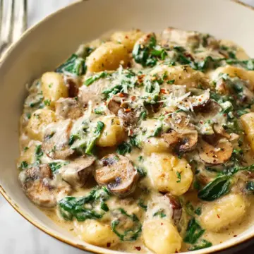 Creamy Mushroom and Spinach Gnocchi