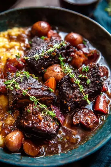 Crockpot Short Rib Bourguignon.
