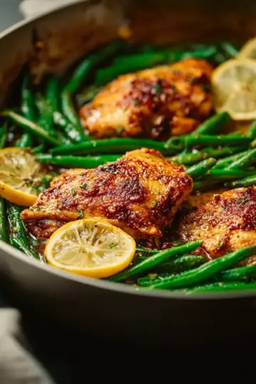 Lemon Garlic Butter Chicken and Green Beans Skillet
