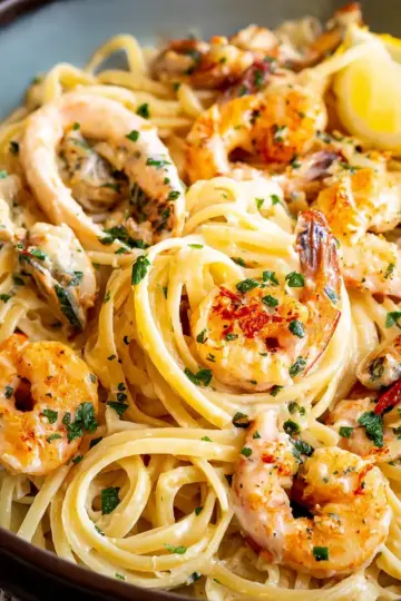 Creamy Garlic Seafood Pasta Recipe