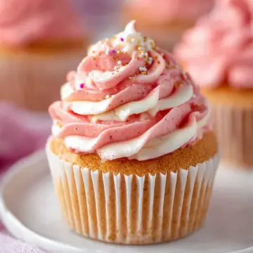 Pink Champagne Cupcakes with White Chocolate Buttercream
