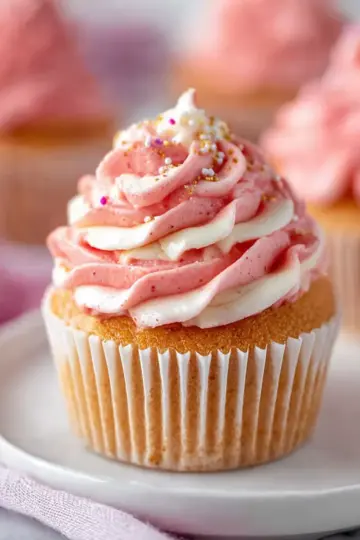 Pink Champagne Cupcakes with White Chocolate Buttercream