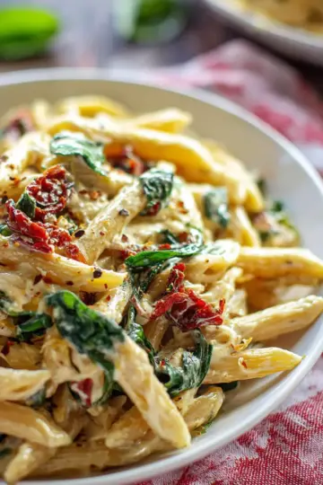 Creamy Sun-Dried Tomato and Spinach Pasta