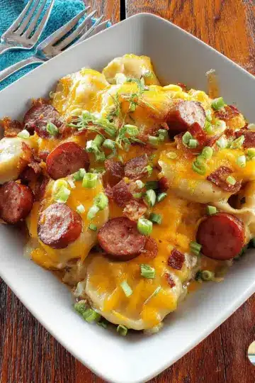 Crock Pot Pierogi and Kielbasa Casserole