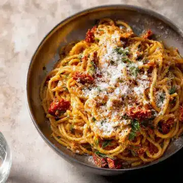Creamy Sun-Dried Tomato Pasta with Capers and Dill