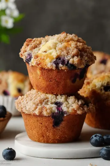 Bakery Style Blueberry Streusel Muffins