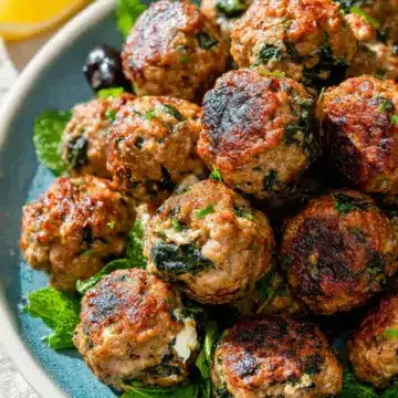 Turkey Meatballs with Spinach, Feta, and Mint