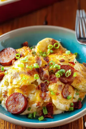 Crock Pot Pierogi and Kielbasa Casserole