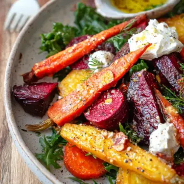 Roasted Beets and Carrots Salad with Burrata
