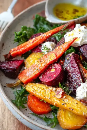 Roasted Beets and Carrots Salad with Burrata
