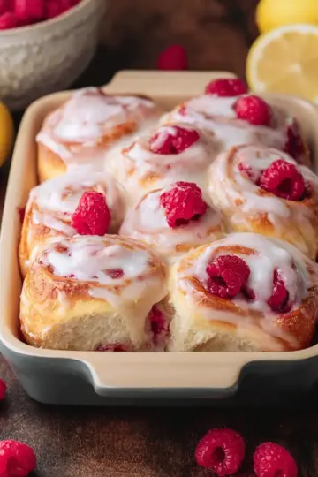 Raspberry Sweet Rolls with Lemon Glaze