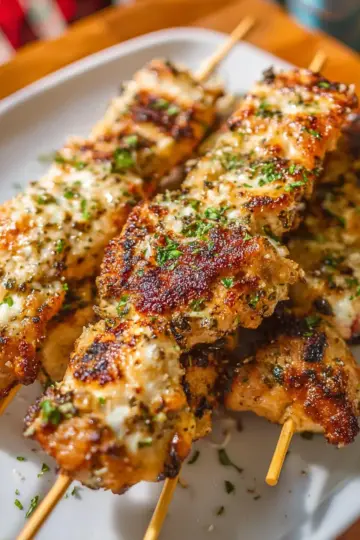 Garlic Parmesan Ranch Chicken Skewers
