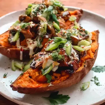 Mushroom Stuffed Sweet Potatoes