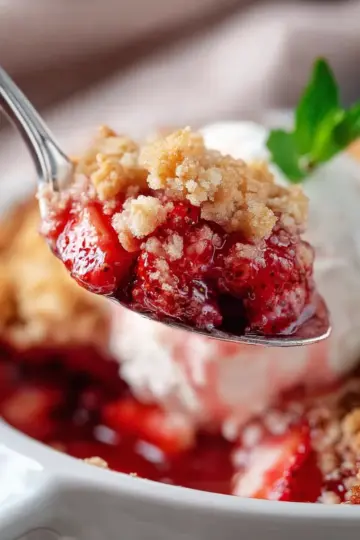 Roasted Strawberry Crumble with Cointreau