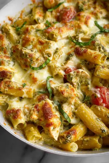 Creamy Pesto Chicken Pasta Bake