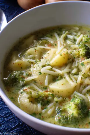 Italian Broccoli and Potato Soup with Pasta (No Cream)