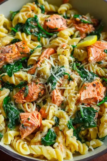Salmon Pasta with Spinach