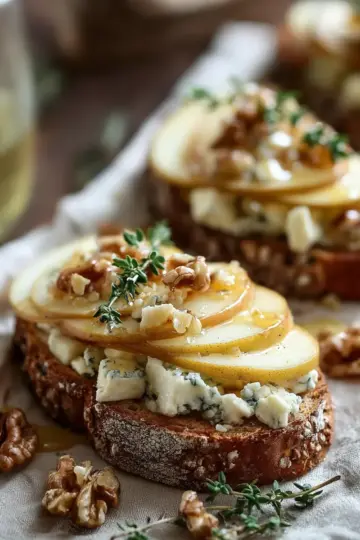 Pear and Gorgonzola Cheese on Toasted Walnut Bread