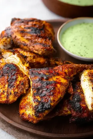 Peruvian-Style Grilled Chicken With Green Sauce Recipe