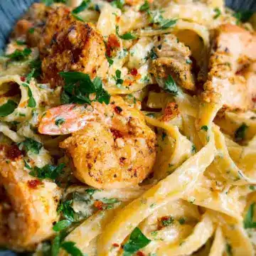 Cajun Chicken and Shrimp Alfredo