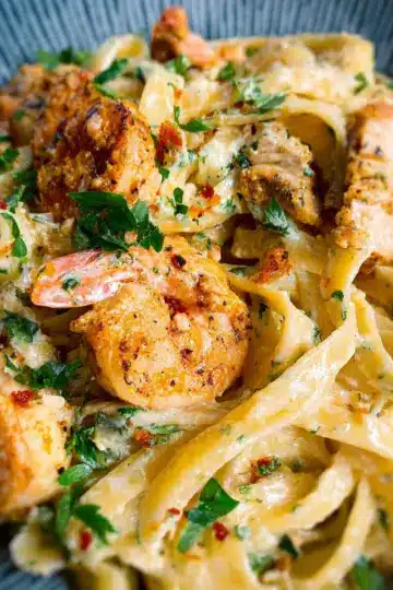 Cajun Chicken and Shrimp Alfredo