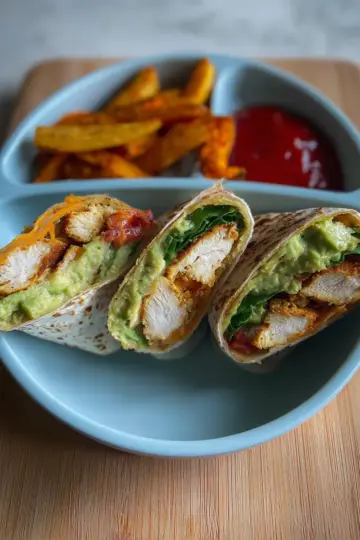 crispy and cheesy chicken avocado wraps