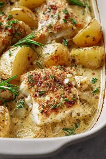 Cod & Potatoes in Rosemary Cream Sauce