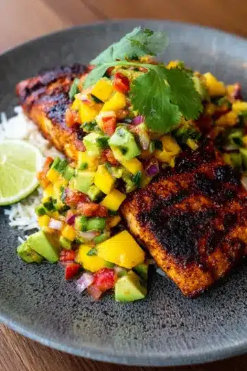 Blackened Mahi Mahi with Mango Avocado Salsa