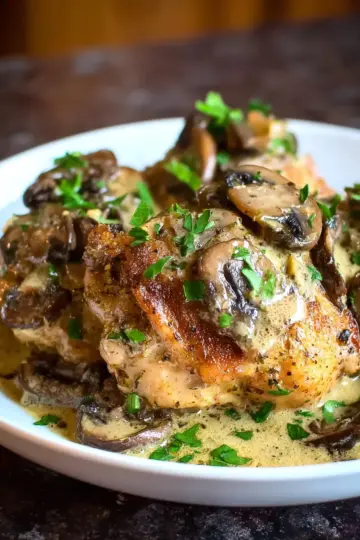 Creamy Garlic and Mushroom Chicken Thighs